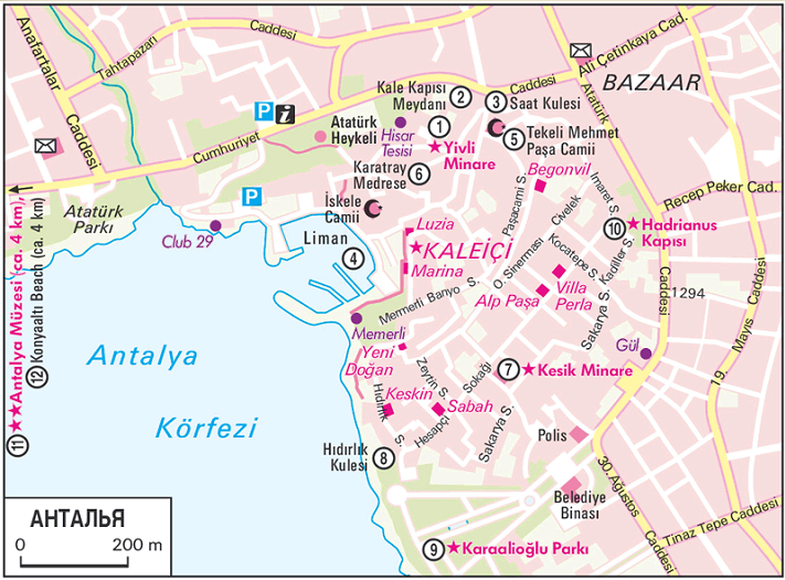 Карта Анталья, отдых в Турции